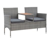 Vidaxl Banc De Jardin 2 Places Et Table À Thé 143 Cm Poly Rotin Gris Gris