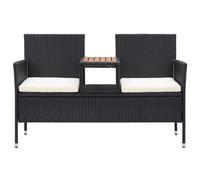 Banc de Jardin 2 Places et Table à Thé 143 cm Résine Tressée Gris Patio vidaXL