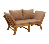 vidaXL Banc de Jardin 3 en 1 avec Coussins Bois d'Acacia Massif, Banc de Jardin 3-en-1, Jour et Nuit, accoudoirs réglables, lit inclinable, Parfait pour l’extérieur
