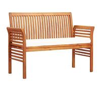 vidaXL Banc de Jardin à 2 Places avec Coussin Banc de Patio Banc de Terrasse Banc d'Extérieur Résistant aux Intempéries 120 cm Bois d'Acacia Massif