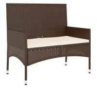 Banc De Jardin À 2 Places Avec Coussins Marron Résine Tressée