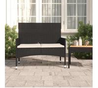 vidaXL Banc de jardin 2 places en résine tressée avec coussins noir