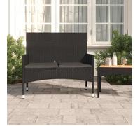 vidaXL Banc de Jardin à 2 Places avec Coussins Noir Résine Tressée, siège, chaise de banc, banc de patio, siège de banc, 319490