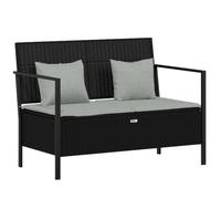 vidaXL Banc de Jardin à 2 Places avec Coussins Noir Résine Tressée, siège de Jardin, Banc d'extérieur, Banc de Rangement de Jardin, Banc de Rangement