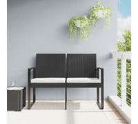 Vidaxl Banc De Jardin À 2 Places Avec Coussins Noir Rotin Pp