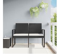 Vidaxl Banc De Jardin À 2 Places Avec Coussins Noir Rotin Pp