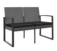 Vidaxl Banc De Jardin À 2 Places Et Coussins Gris Foncé Pp Rotin Gris