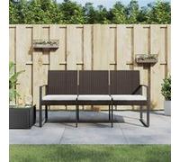 Banc de jardin à 3 places avec coussins marron PP rotin, siège, chaise de banc, banc de patio, siège de banc, banc d'extérieur, siège de jardin