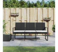 Vidaxl Banc De Jardin À 3 Places Avec Coussins Noir Rotin Pp