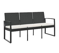 vidaXL Banc de jardin 3 places 360212 – Rotin PP noir avec coussins