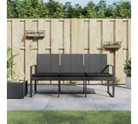 vidaXL Banc de jardin à 3 places et coussins gris foncé PP rotin 360214 Gris G