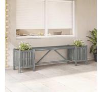 vidaXL Banc de jardin avec 2 bacs à plantes 150 cm Bois massif acacia gris