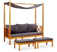 vidaXL Banc de jardin avec auvent et repose-pieds Bois d'acacia solide, 29 cm