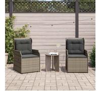 vidaXL Banc de jardin avec coussin 2 pcs Gris Poly rotin, Banc moderne pour jardin et terrasse, fauteuil inclinable 3394487
