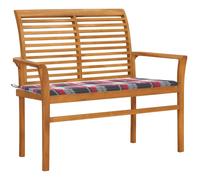 Vidaxl Banc De Jardin Avec Coussin À Carreaux Rouge 112 Cm Teck Massif Rouge