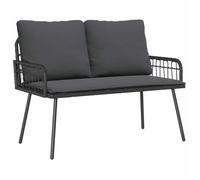 vidaXL Banc de jardin avec coussin Anthracite 114 x 64 x 90cm Acier, Banc en rotin rectangulaire moderne pour jardin 4108261