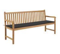 Vidaxl Banc De Jardin Avec Coussin Anthracite 175 Cm Teck Massif