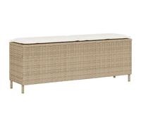 vidaXL Banc de jardin avec coussin Résine tressée 110x30x40,5 cm Beige
