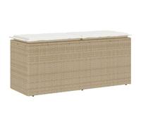vidaXL Banc de Jardin avec Coussin Beige 110x40x44 cm résine tressée, Banc d'extérieur, Banc de Patio, siège de Jardin, Banc de Parc