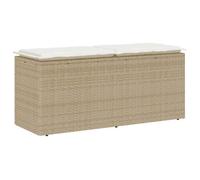 vidaXL Banc de jardin avec coussin beige 110x40x44 cm résine tressée, banc d'extérieur, banc de patio, siège de jardin, banc