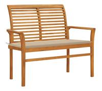 Vidaxl Banc De Jardin Avec Coussin Beige 112 Cm Bois De Teck Massif Beige