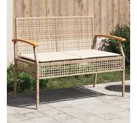 Vidaxl Banc De Jardin Avec Coussin Beige Résine Tressée Et Acacia