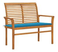 Bois de Teck Massif Banc de Jardin et Coussin Bleu Royal 112 cm Patio vidaXL
