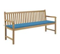 vidaXL Banc de jardin avec coussin bleu 175 cm Teck massif Bleu