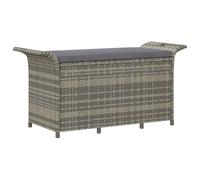 vidaXL Banc de jardin avec coussin en résine tressée 116x46x57 cm Gris