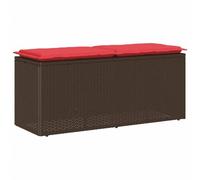 vidaXL Banc de Jardin avec Coussin Marron 110x40x44 cm résine tressée