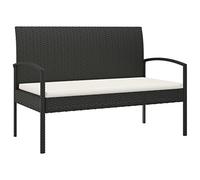 vidaXL Banc de Jardin avec Coussin Noir 105 cm résine tressée, siège de Jardin, Banc de Parc, Banc de Porche, Banc extérieur, Banc de Patio