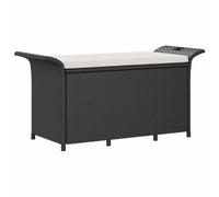 vidaXL Banc de jardin 363417 avec coussin – résine tressée Noir 116×46×57 cm