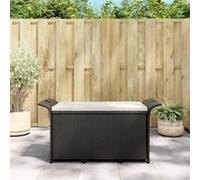 vidaXL Banc de jardin 363417 avec coussin – résine tressée Noir 116×46×57 cm