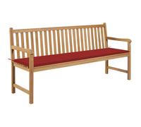 Vidaxl Banc De Jardin Avec Coussin Rouge 175 Cm Bois De Teck Massif Rouge