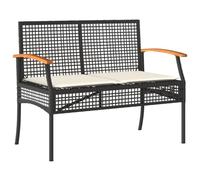 Vidaxl Banc De Jardin Avec Coussin Noir Résine Tressée Et Acacia