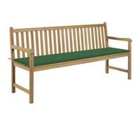 vidaXL Banc de jardin avec coussin vert 175 cm Bois de teck massif Bois G