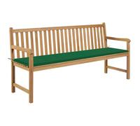 Vidaxl Banc De Jardin Avec Coussin Vert 175 Cm Bois De Teck Massif Vert