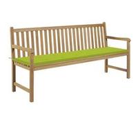 Vidaxl Banc De Jardin Avec Coussin Vert Vif 175 Cm Bois De Teck Massif Vert