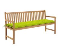 Vidaxl Banc De Jardin Avec Coussin Vert Vif 175 Cm Bois De Teck Massif Vert