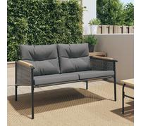 vidaXL Banc de jardin avec coussins 116 cm Noir Acier