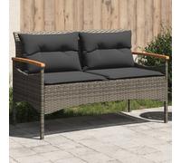 Vidaxl Banc De Jardin Avec Coussins 116x62,5x74 Cm Gris Résine Tressée