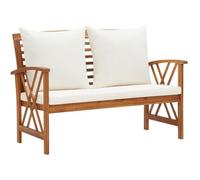 vidaXL Banc de jardin avec coussins 119 cm Bois solide d'acacia