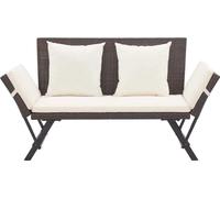 Banc de jardin avec coussins 176 cm Marron Résine tressée