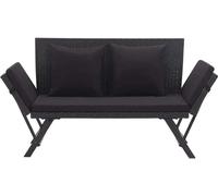vidaXL Banc de jardin avec coussins 176 cm noir Poly rotin