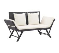 Banc de jardin en résine tressée noir avec coussins - VIDAXL