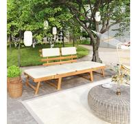 Vidaxl Banc De Jardin Avec Coussins 2-En-1 190 Cm Bois D'acacia Massif Blanc