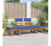 vidaXL Banc de jardin avec coussins 2-en-1 190 cm Bois solide d'acacia