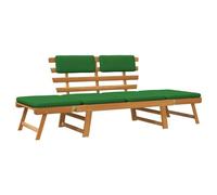 Vidaxl Banc De Jardin Avec Coussins 2-En-1 190 Cm Bois Solide D'acacia Vert