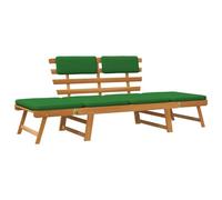 vidaXL Banc de Jardin avec Coussins 2-en-1 Transat Chaise Longue Bain de Soleil Banc de Patio Terrasse Extérieur 190 cm Bois Solide d'Acacia