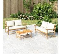 vidaXL Banc de jardin avec coussins blanc crème bambou 363460